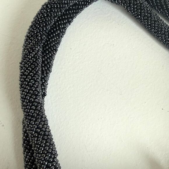 Vintage Black Floral Beaded Evening Bag Retro Glam 1950s Art Deco Collectible - Picture 7 of 8